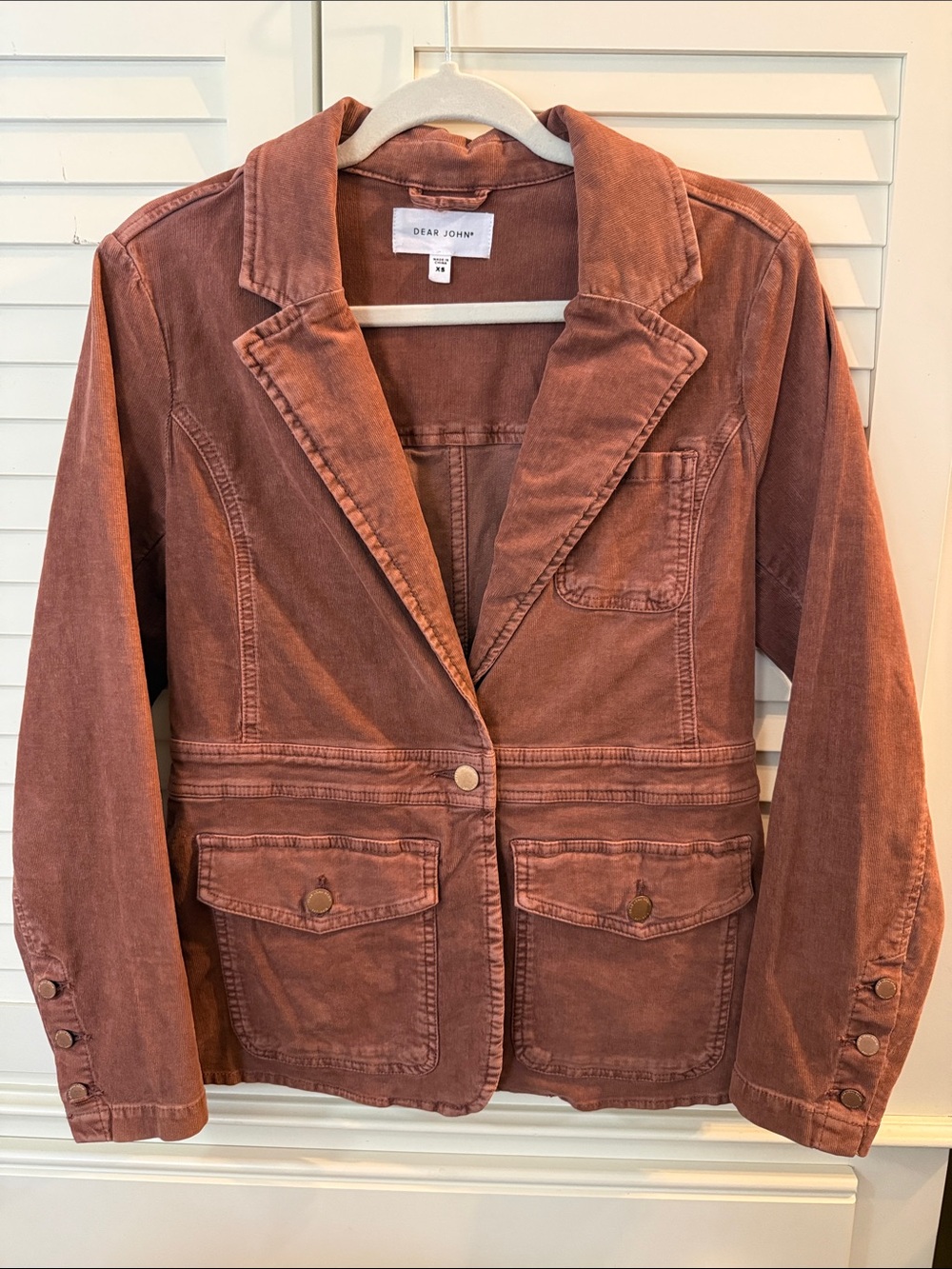 Dear John Burnt Orange Corduroy Blazer Jacket